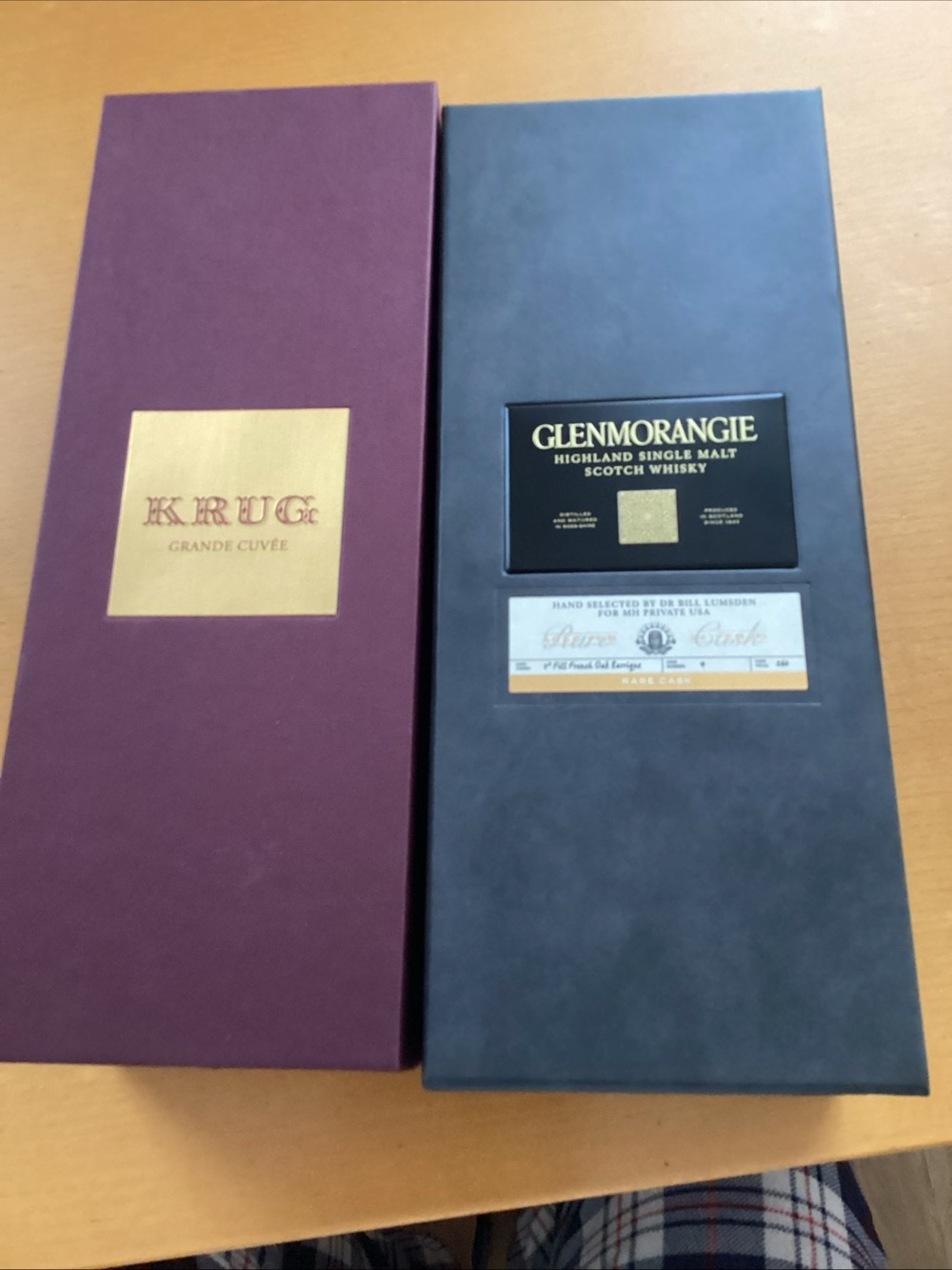 Krug Grande Cuvée & Glenmorangie Gift Boxes - Burgundy and Charcoal